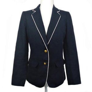 J Crew Navy Rhodes Blazer in Tipped Linen size 4